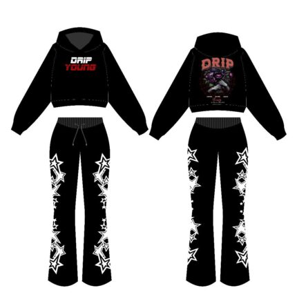 FEMALE CROP HOODIE AND PALAZZO JOGGERS.